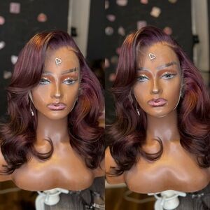Vibrant Purple Wavy human Hair wig